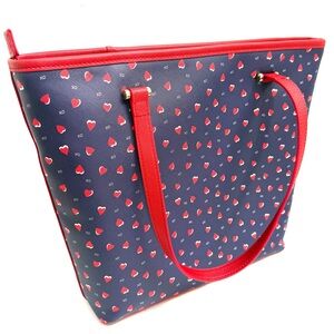 Talbots Red and Blue XO Heart Pattern Tote Bag New With Tags